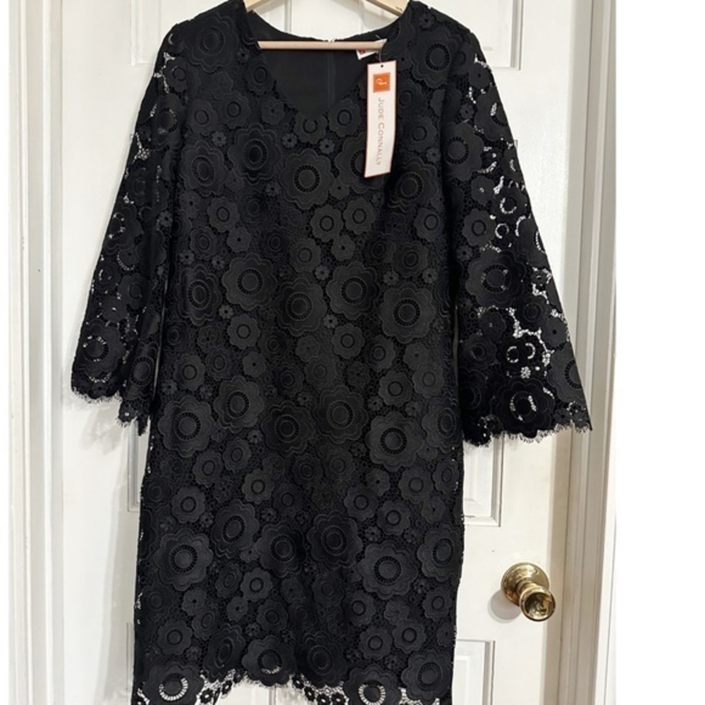 Jude Connally Black Lace Mini Dress